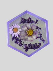 Handmade Hexagon Resin Tray with Pressed Flowers