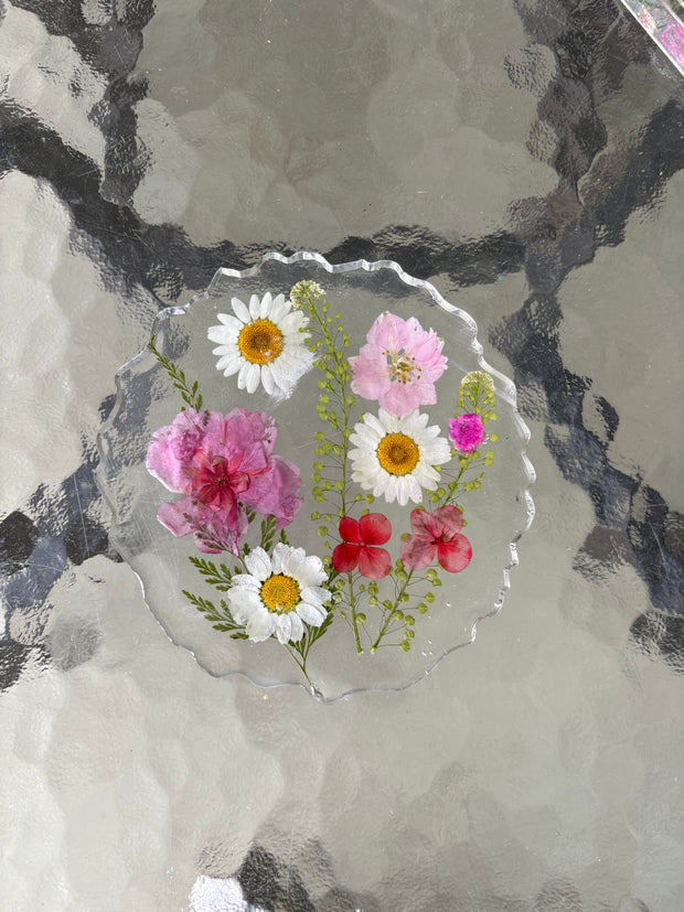 Pressed flower coaster