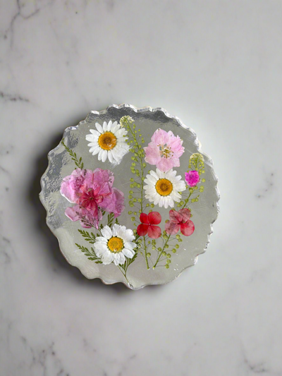 Pressed flower coaster
