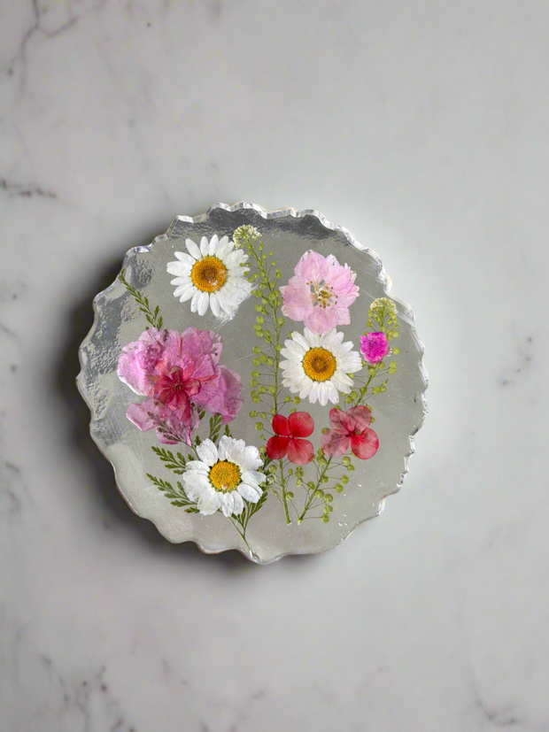 Pressed flower coaster