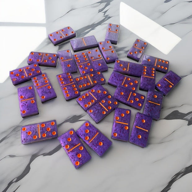 Handmade Purple & Orange Resin Domino Set