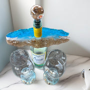🌊 Ocean Resin Wine Gift Set — Wine Holder, Seashell Stopper & Glasses