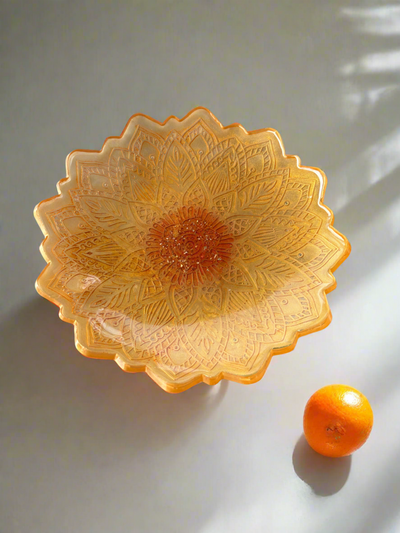 Golden Mandala Resin Decorative Bowl – Handmade Trinket & Jewelry Holder