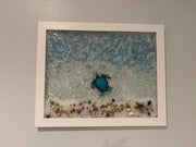 Sea Turtle Glass Art – Ocean Wave Frame