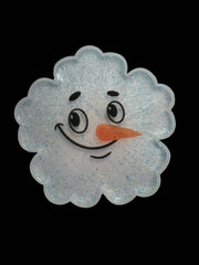 Handmade Glitter Snowman Resin Coaster – Festive Winter Home Déco