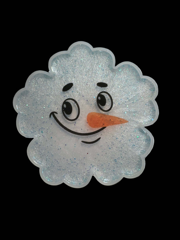 Handmade Glitter Snowman Resin Coaster – Festive Winter Home Déco