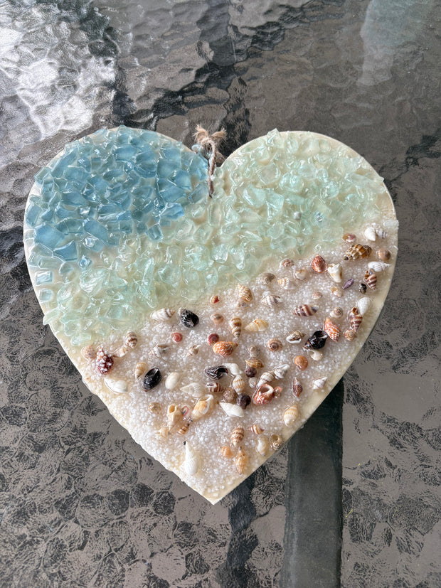 Coastal Heart Shaped Resin decor