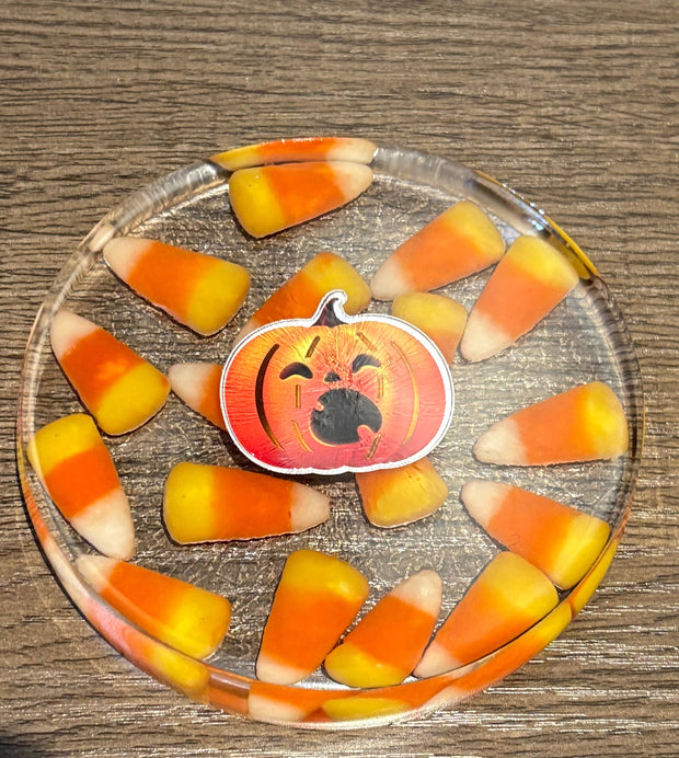 Candy Corn Pumpkin Resin Coaster 🎃🍬