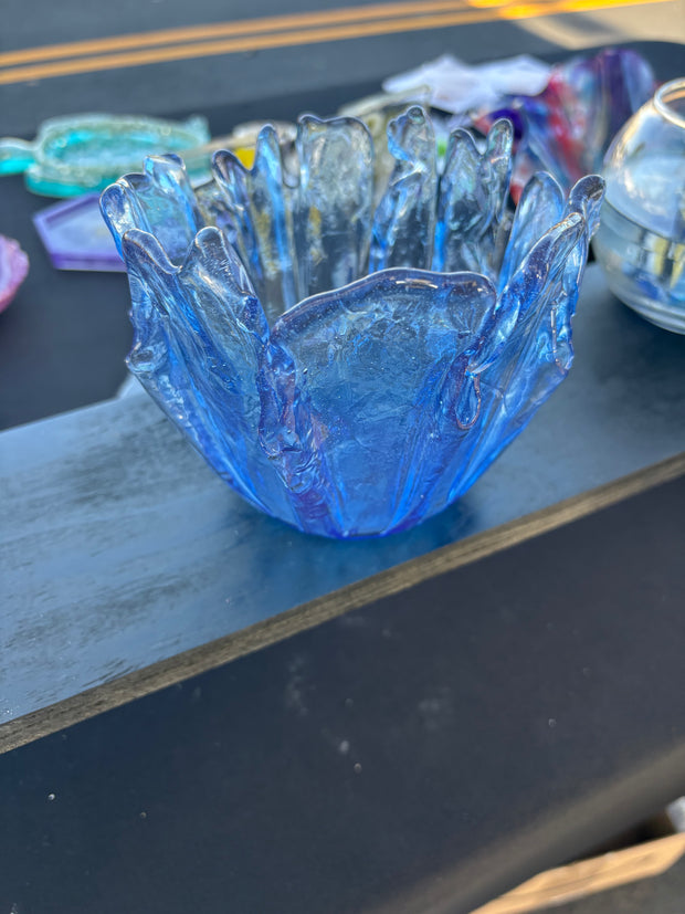 Ocean Wave Blue Glass Art Bowl 🌊