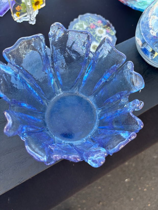 Ocean Wave Blue Glass Art Bowl 🌊