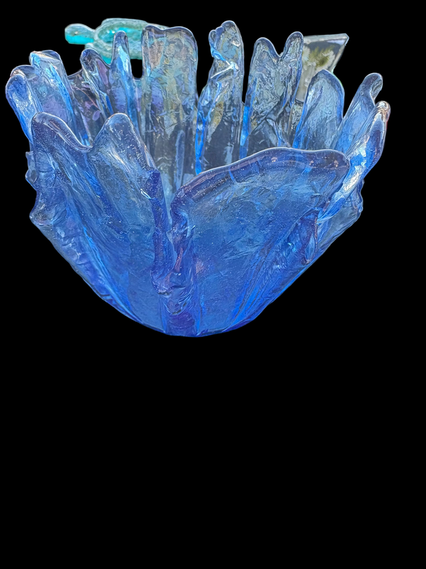 Ocean Wave Blue Glass Art Bowl 🌊