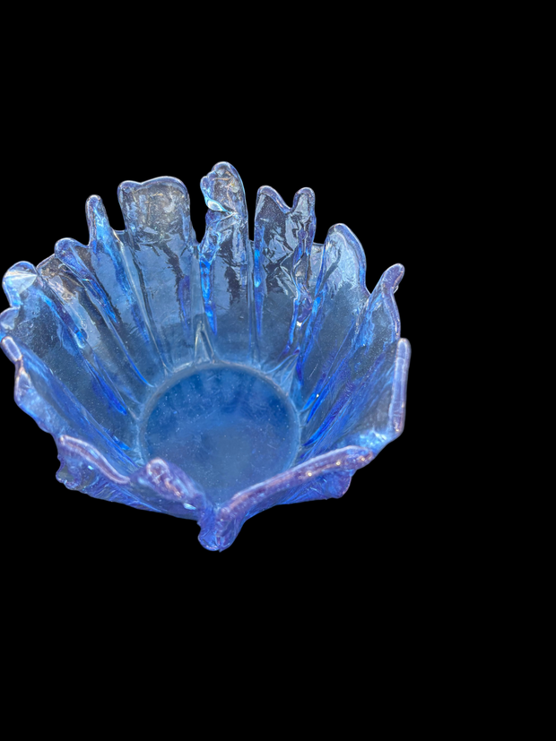 Ocean Wave Blue Glass Art Bowl 🌊